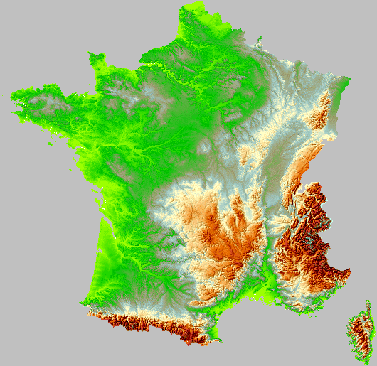 France Relief Map 